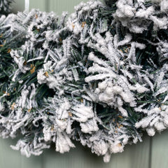 Premier Flocked Woodcote Pine Flocked Wreath 50cm