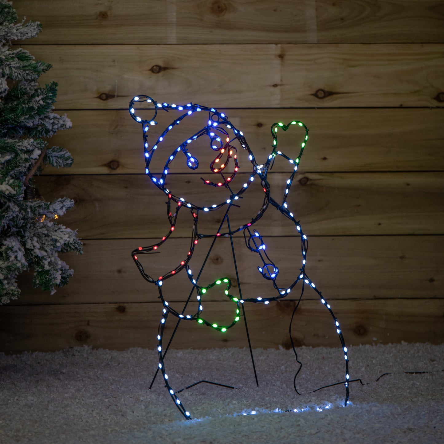 60cm x 38cm Light up FlexiBrights Christmas Snowman with 177 Multi-Coloured LEDs