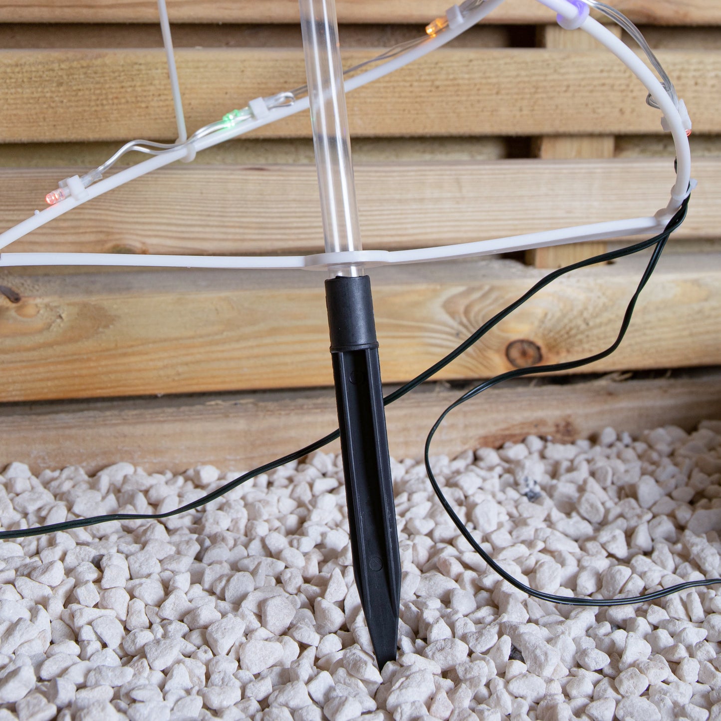 45cm Set of 4 Light up White Spiral Christmas Tree Garden Path Lights with 100 Multi-Coloured LEDs