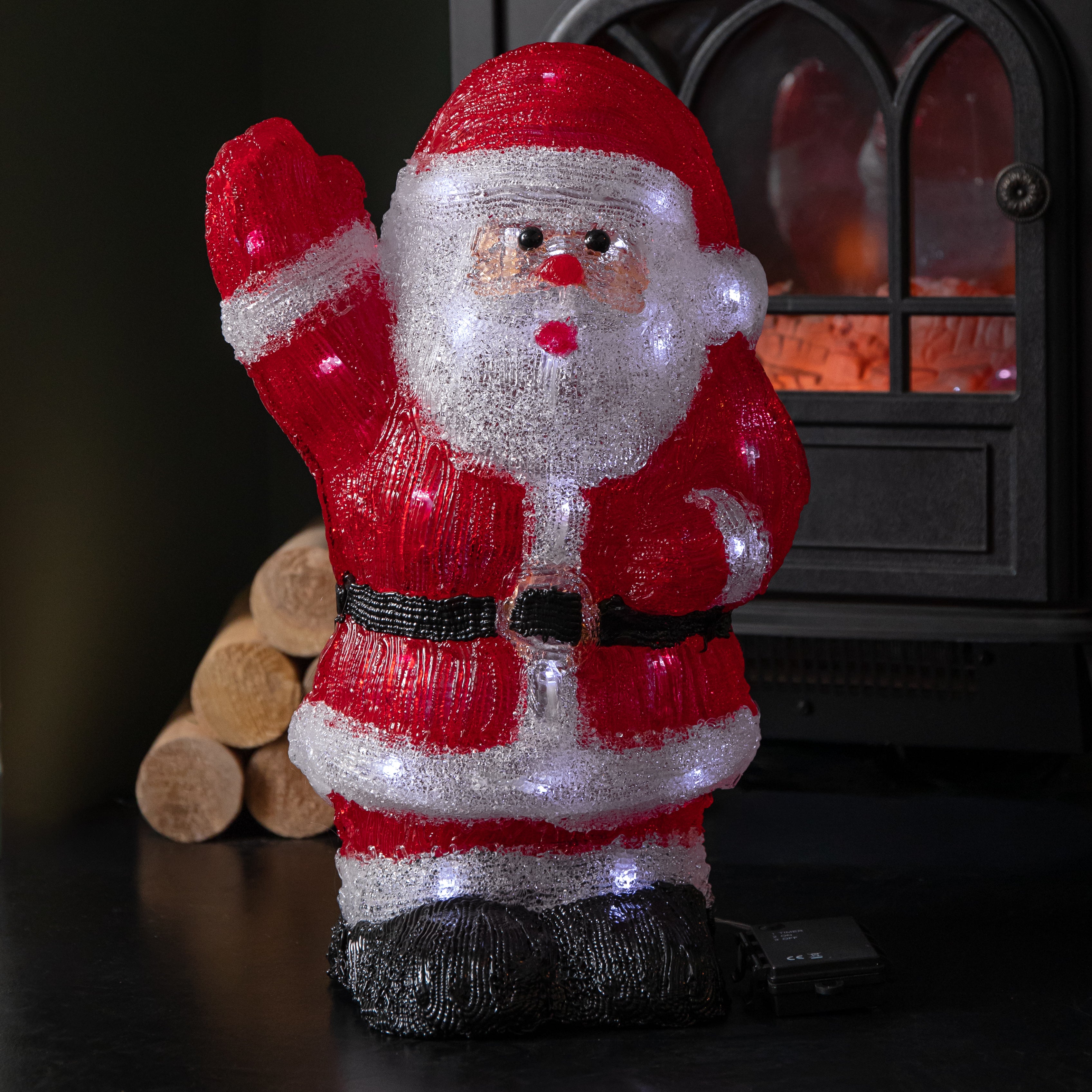44cm Battery Operated Light up Acrylic Christmas Santa Decoration with LEDs