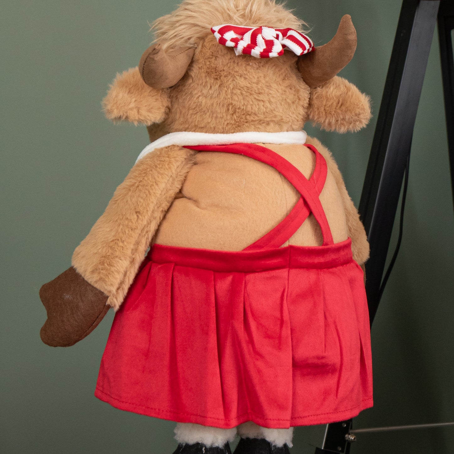 84cm Tall Plush Standing Christmas Highland Girl Cow with Extendable Legs