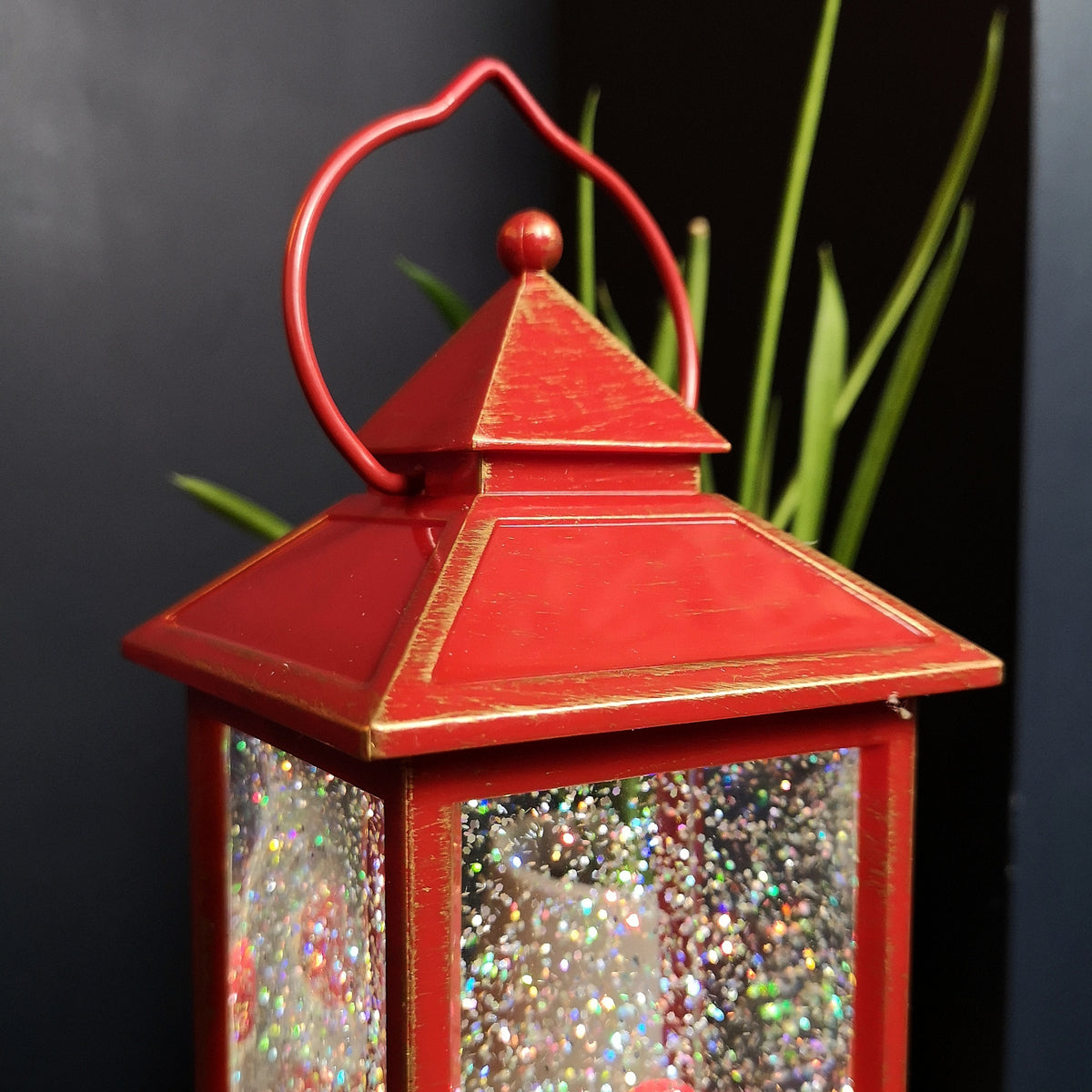 29cm Battery Operated Light up SnowSwirl Santa Chimney Christmas Lantern Decoration