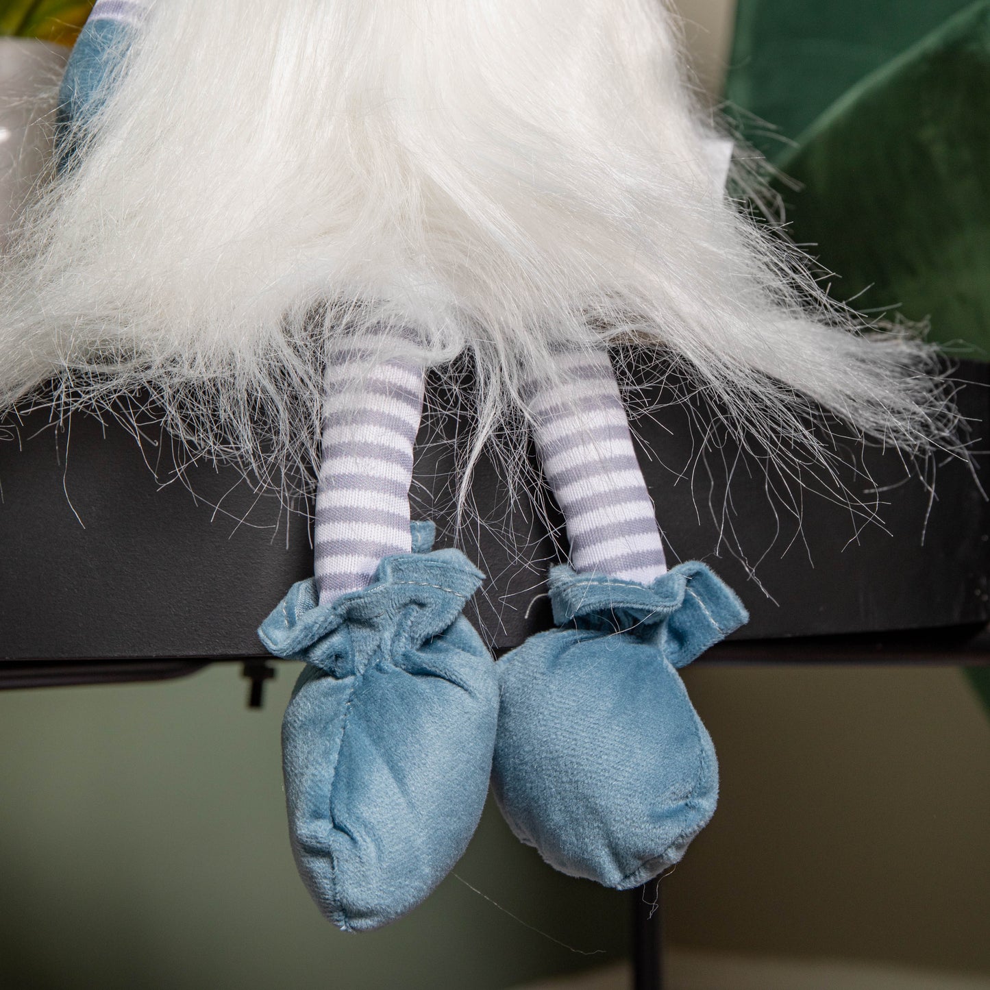 53cm Blue Sitting Christmas Gonk Decoration with Knitted Hat and Dangly Legs