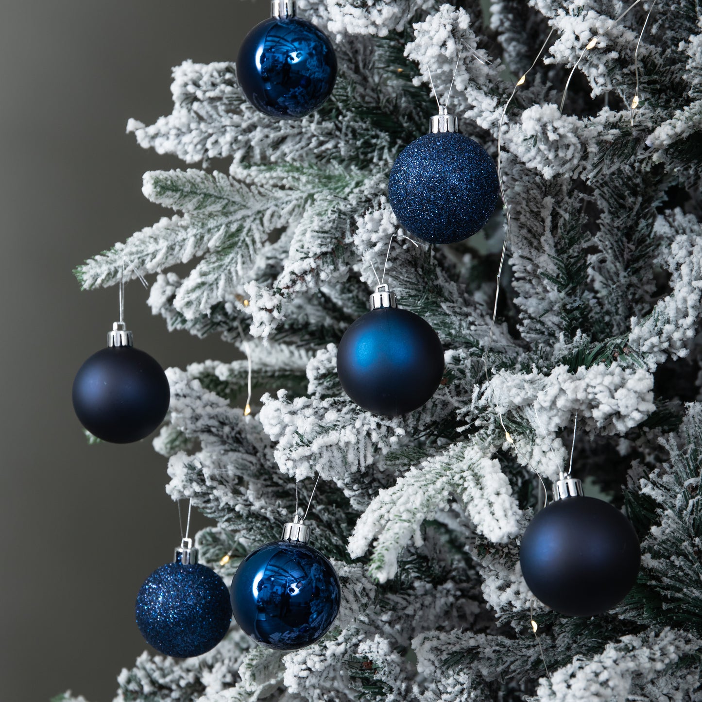 Set of 24 60mm Shatterproof Christmas Tree Baubles in Midnight Blue