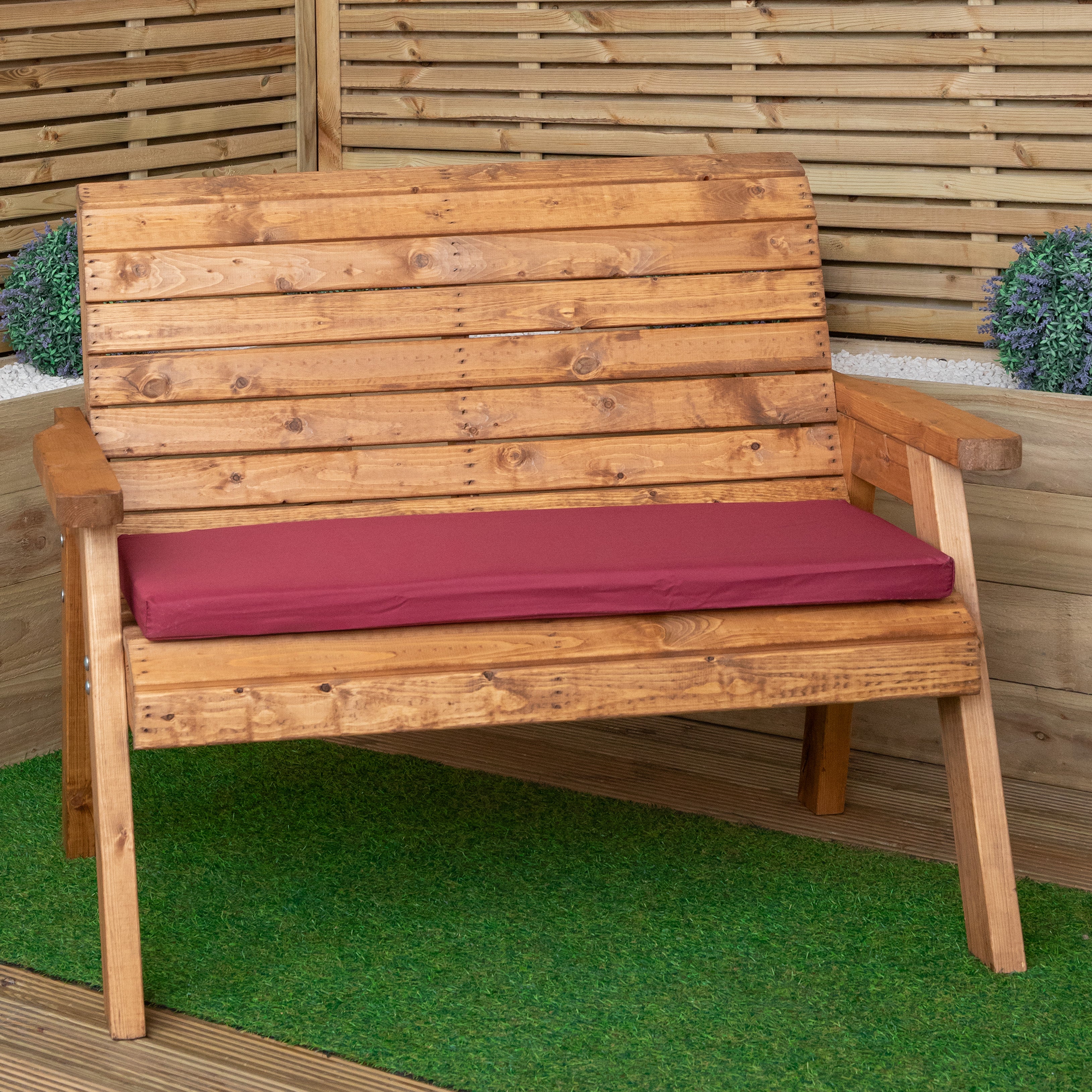 99 x 41cm Cushion Base for 2 Seater Wooden Garden Bench in Burgundy