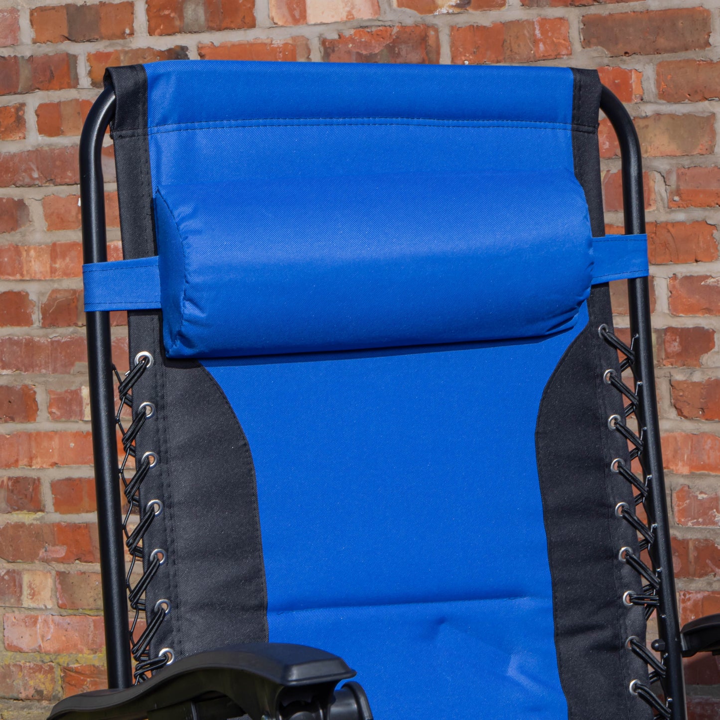 Set of 2 Luxury Padded Multi Position Zero Gravity Garden Relaxer Chair Lounger in Blue & Black