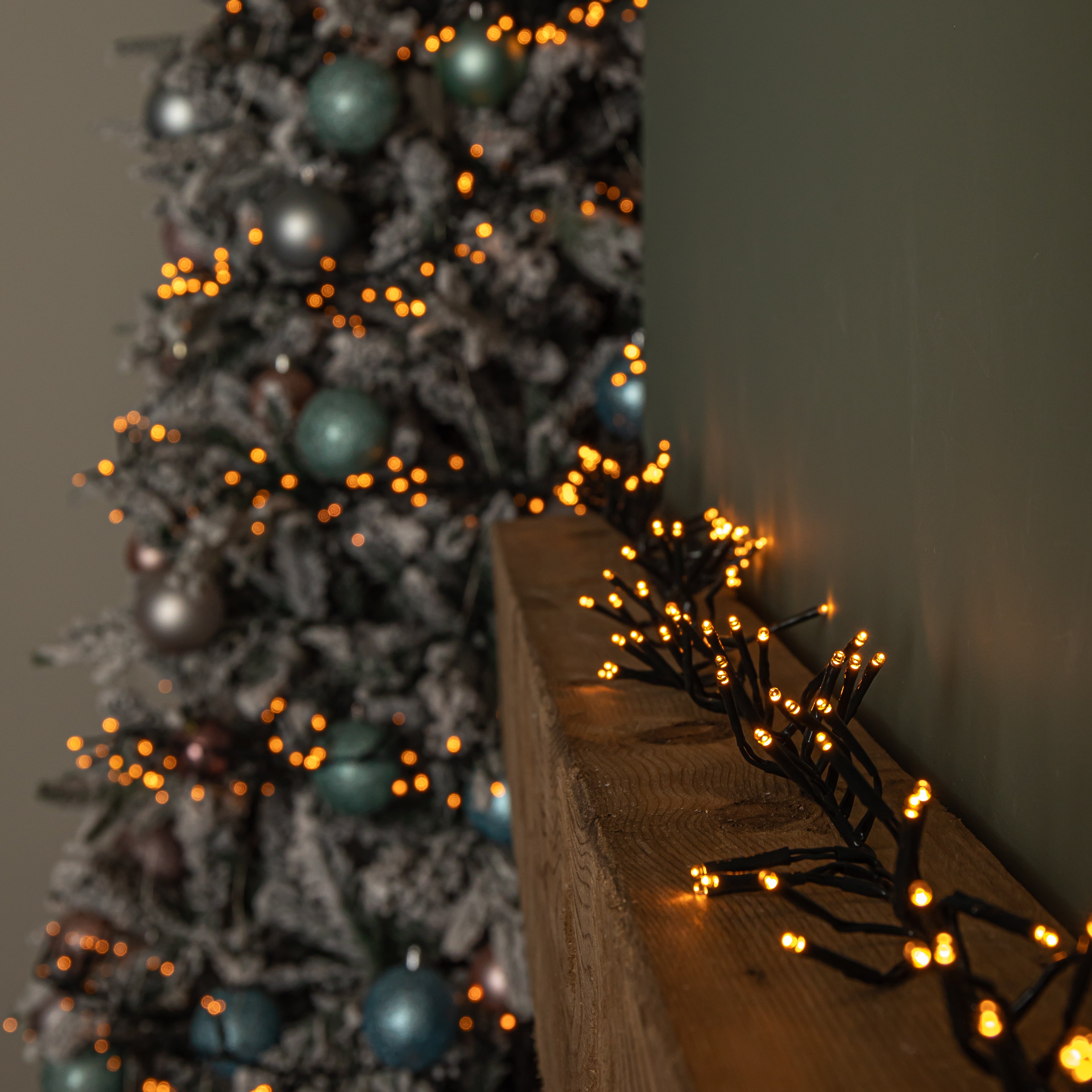 18.5m 1440 LED Christmas Cluster Multi-Action String Lights with Timer in Vintage Gold