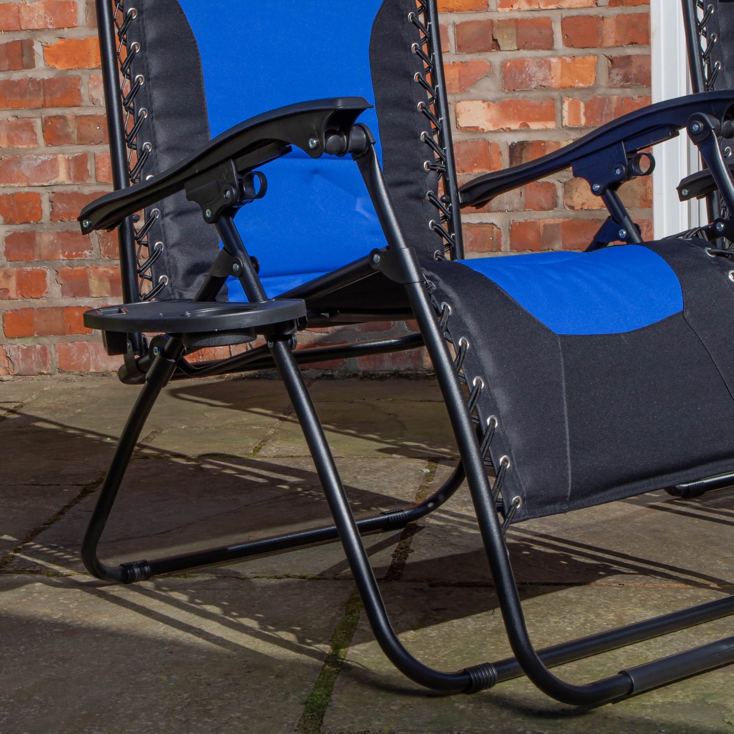 Luxury Padded Multi Position Zero Gravity Garden Relaxer Chair Lounger in Blue & Black