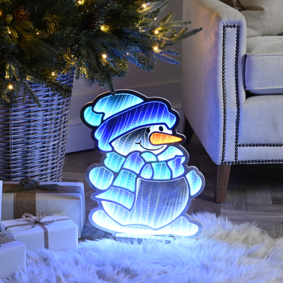 40cm Light up Snowman Infinity Christmas Decoration with Blue and White LEDs