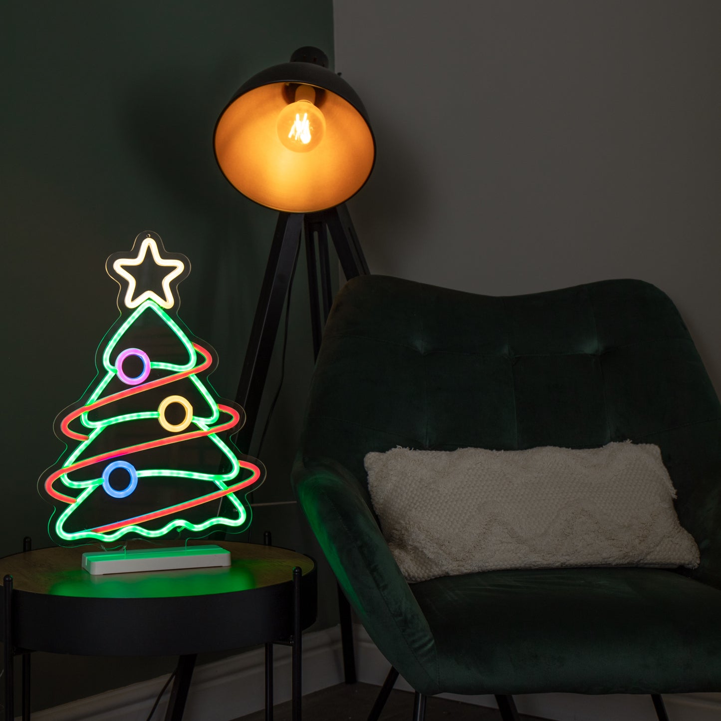 45cm Light up Neon Effect Christmas Tree with Base in Multi-Coloured
