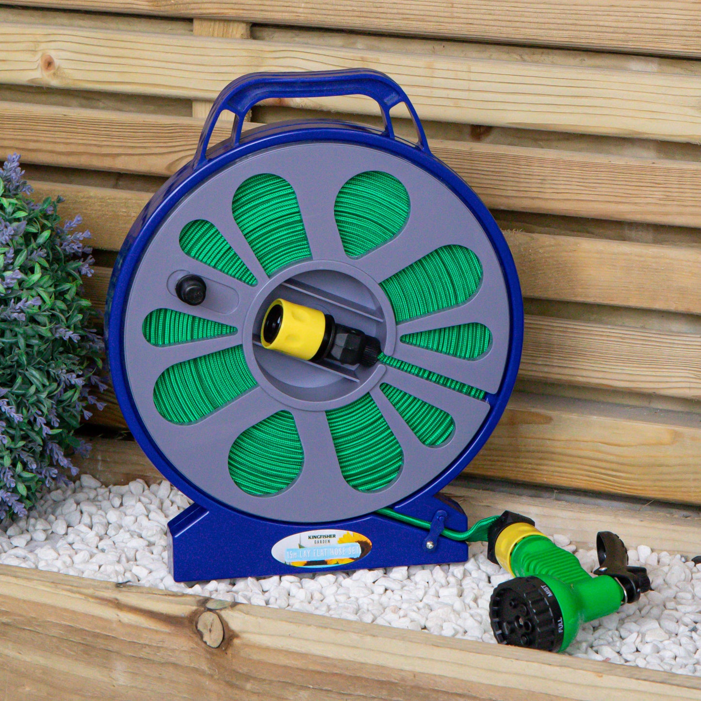 15m Lay-Flat Garden Hose Pipe with Storage Cassette