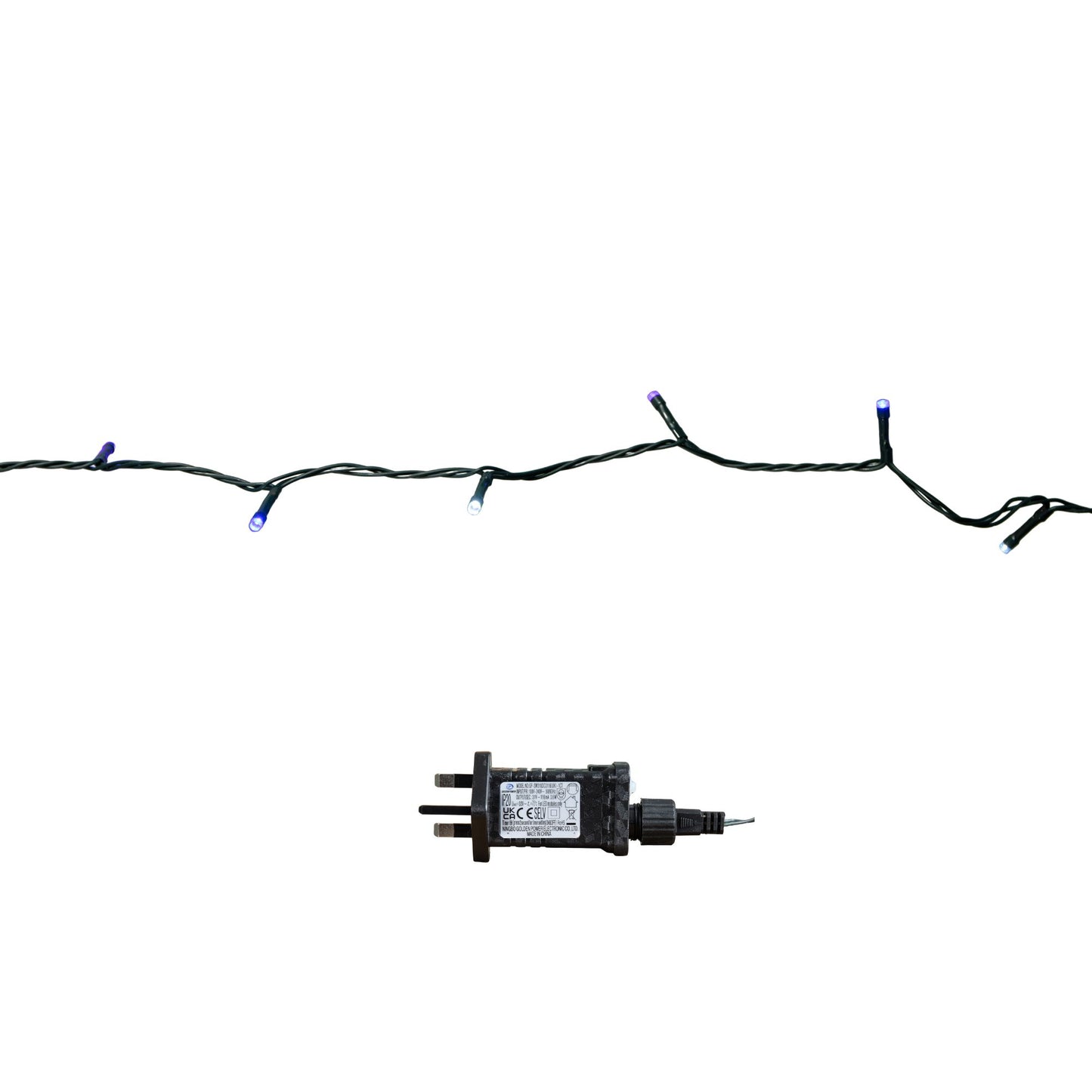 57.5m 720 LED SupaBrights Christmas String Lights with Timer in Blue, Purple & White