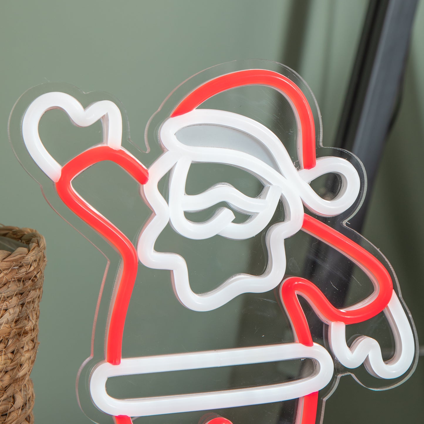25cm Light up Waving Santa Christmas Table Top Neon Sign