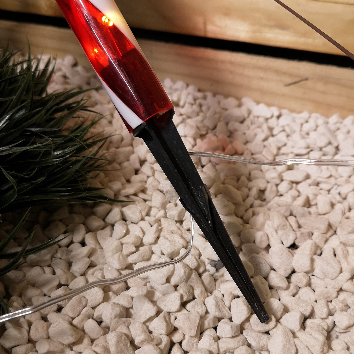 Set of 4 Large Light up Red & White Stripe Christmas Candy Cane Garden Stakes with LEDs