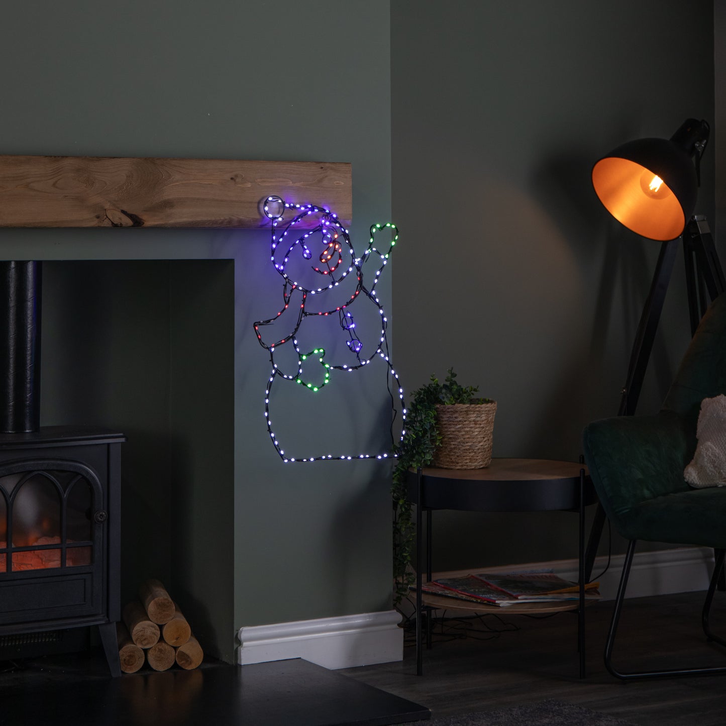 60cm x 38cm Light up FlexiBrights Christmas Snowman with 177 Multi-Coloured LEDs