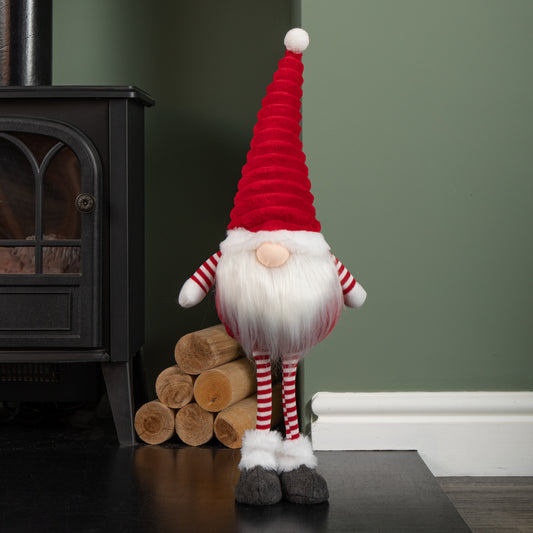 53cm Standing Plush Christmas Gonk with Grooved Hat in Red