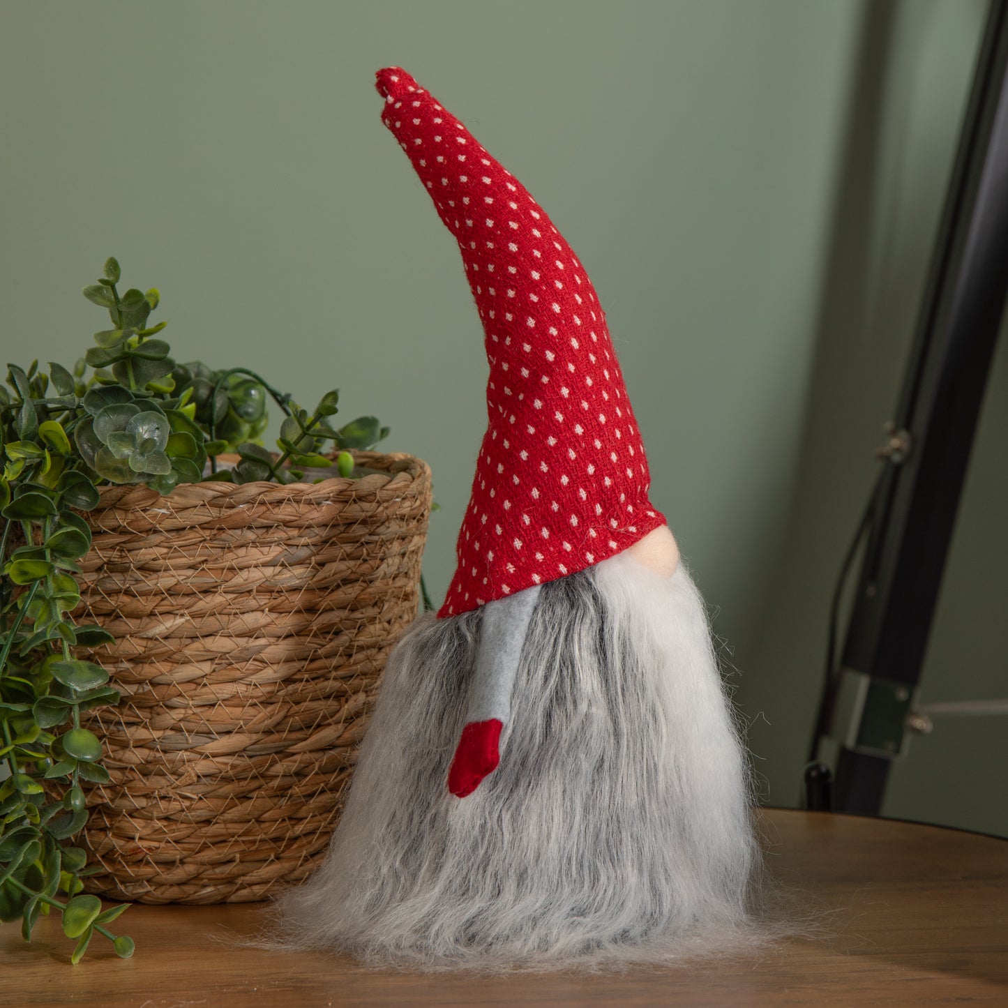 34cm Festive Gonk Cuddly Santa Indoor Christmas Plush Decoration in Spotty Hat