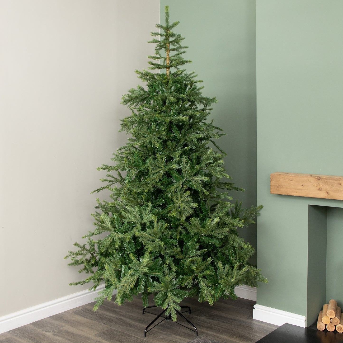 8ft (2.4m) Real Look Green Grandis Fir Christmas Tree with Metal Stand