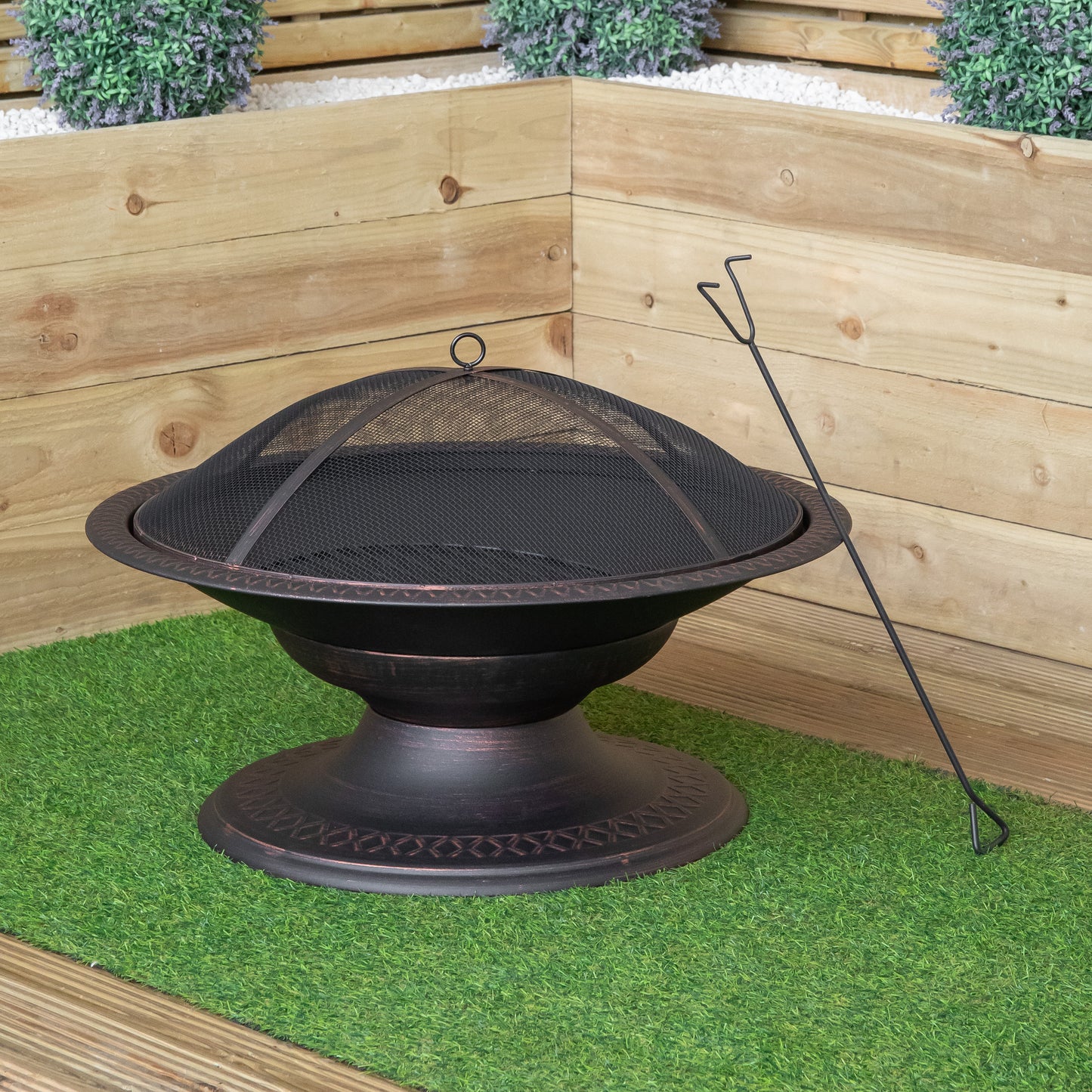 50cm Bronze Effect Steel Toscana Outdoor Garden Fire Pit