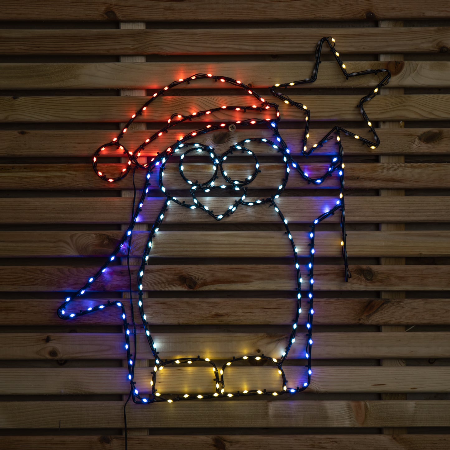 58cm x 52cm Light up FlexiBrights Christmas Penguin with Star & 221 Multi-Coloured LEDs