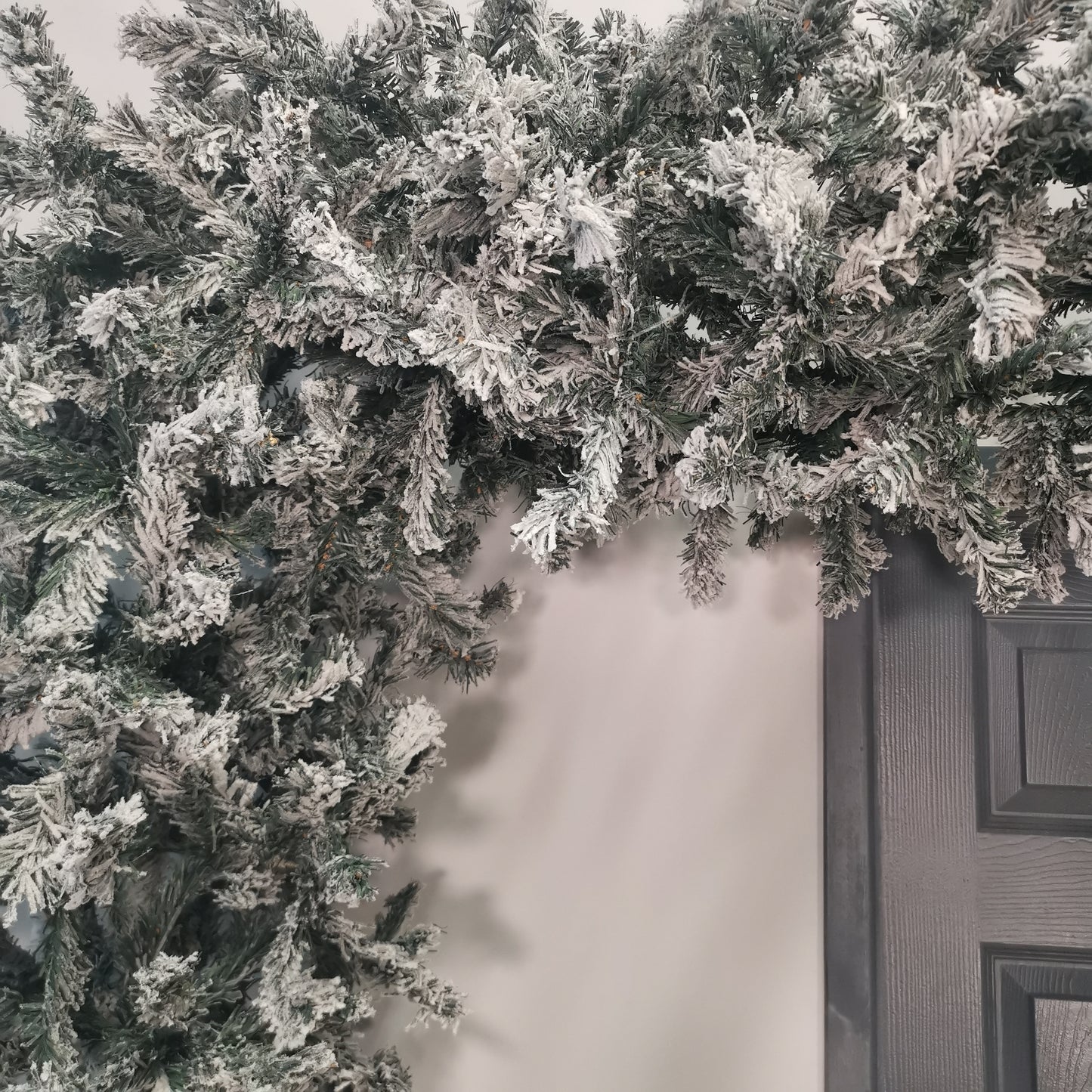 Factory Seconds: 8ft Indoor Flocked PVC Christmas Tree Arch with Snow Tips and Flat Top