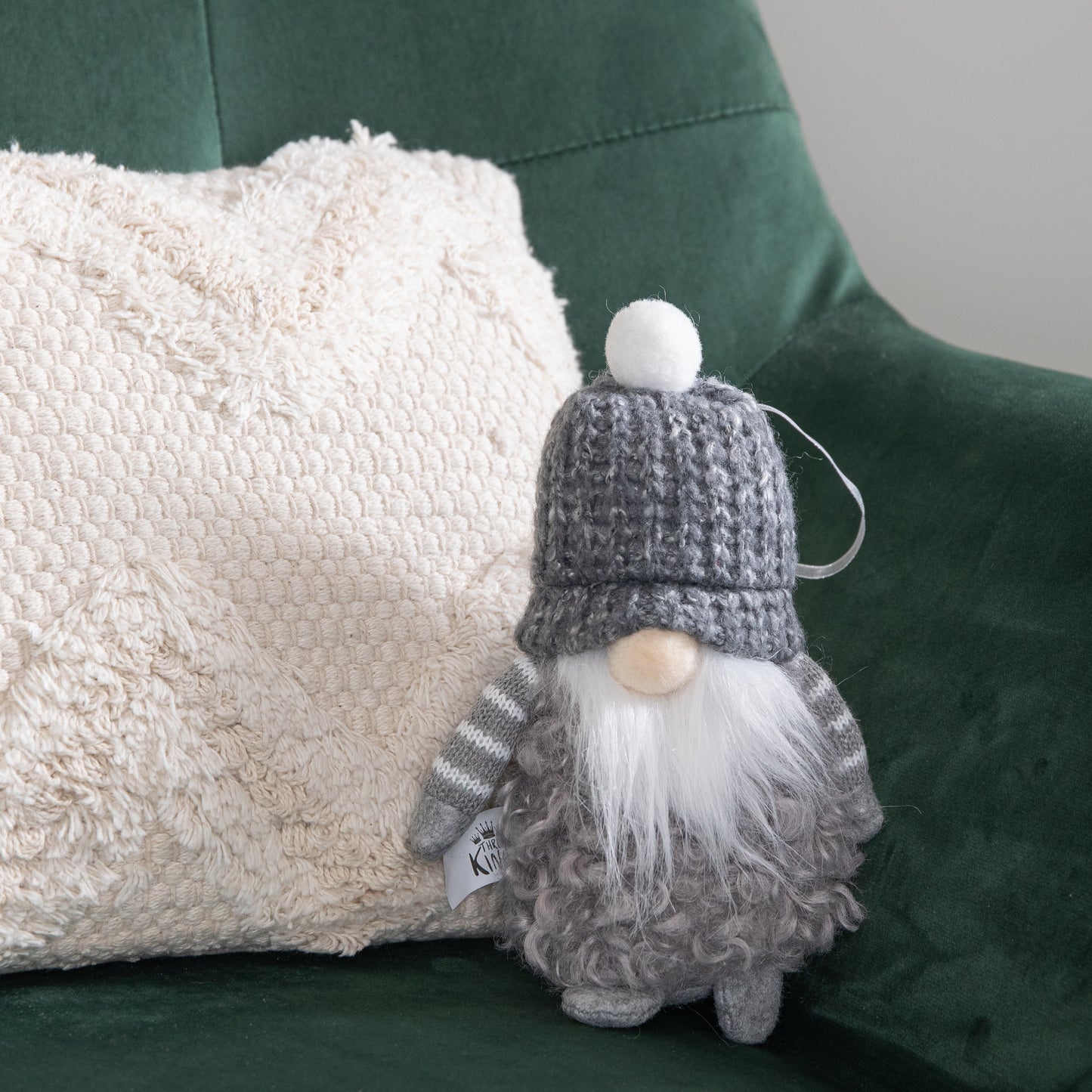 16cm Grey Gonk with Bobble Hat Hanging Christmas Pendant Decoration