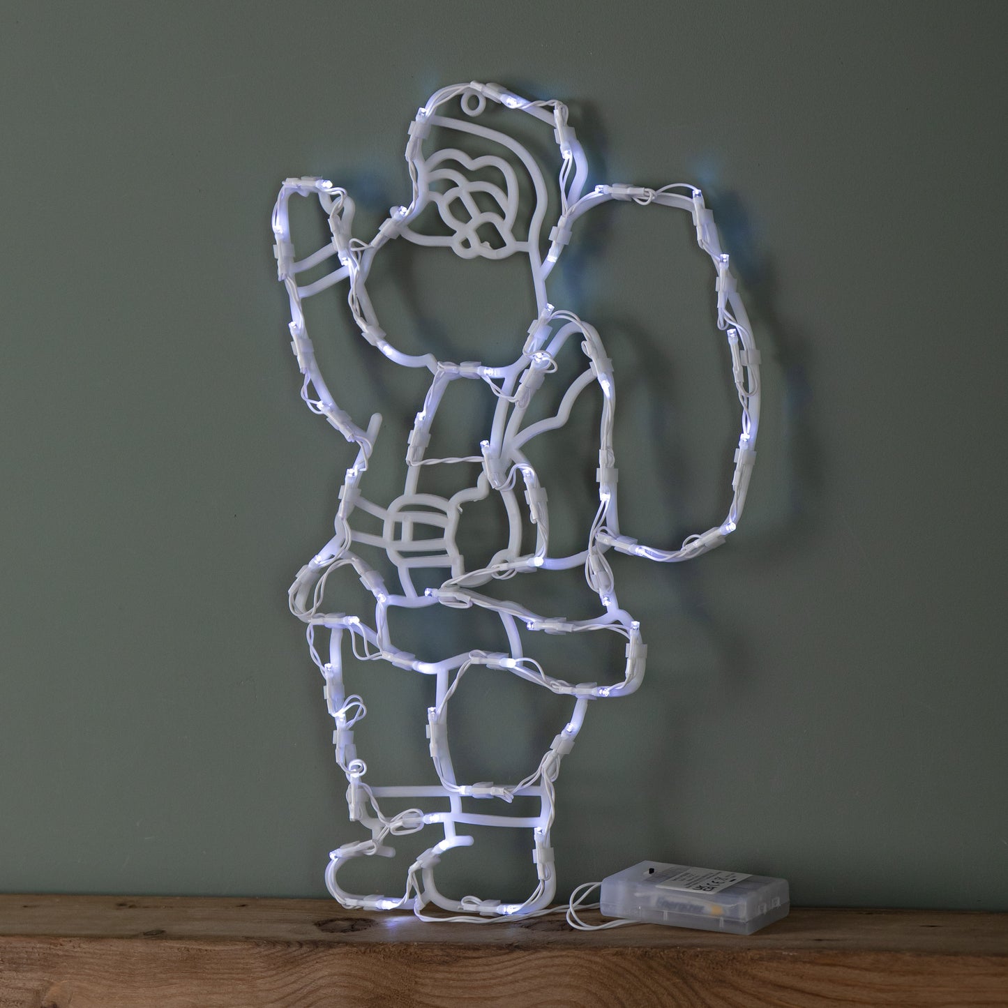 44cm Battery Powered Light up Hanging Christmas Santa with White Multi-Action LEDs