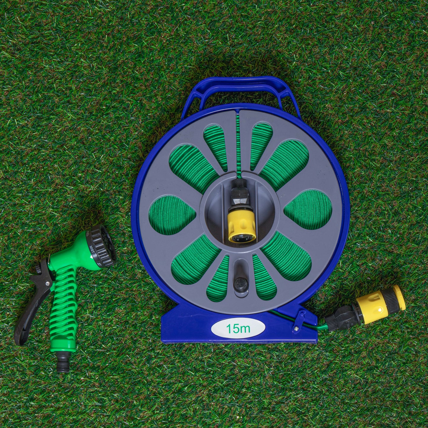 50ft (15m) Flat Garden Hose with Spray Nozzle