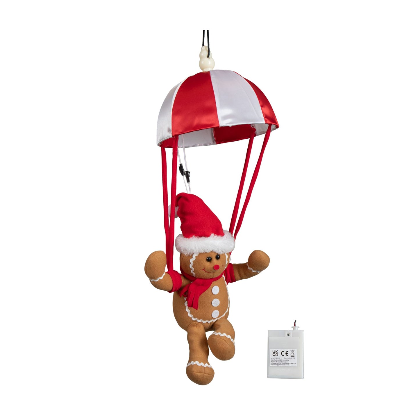 57cm Battery Operated Musical Parachuting Gingerbread Man with Leg Kicking Motion