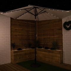2.7m Solar Powered Light Up LED Crank & Tilt Garden Patio Parasol in Cream