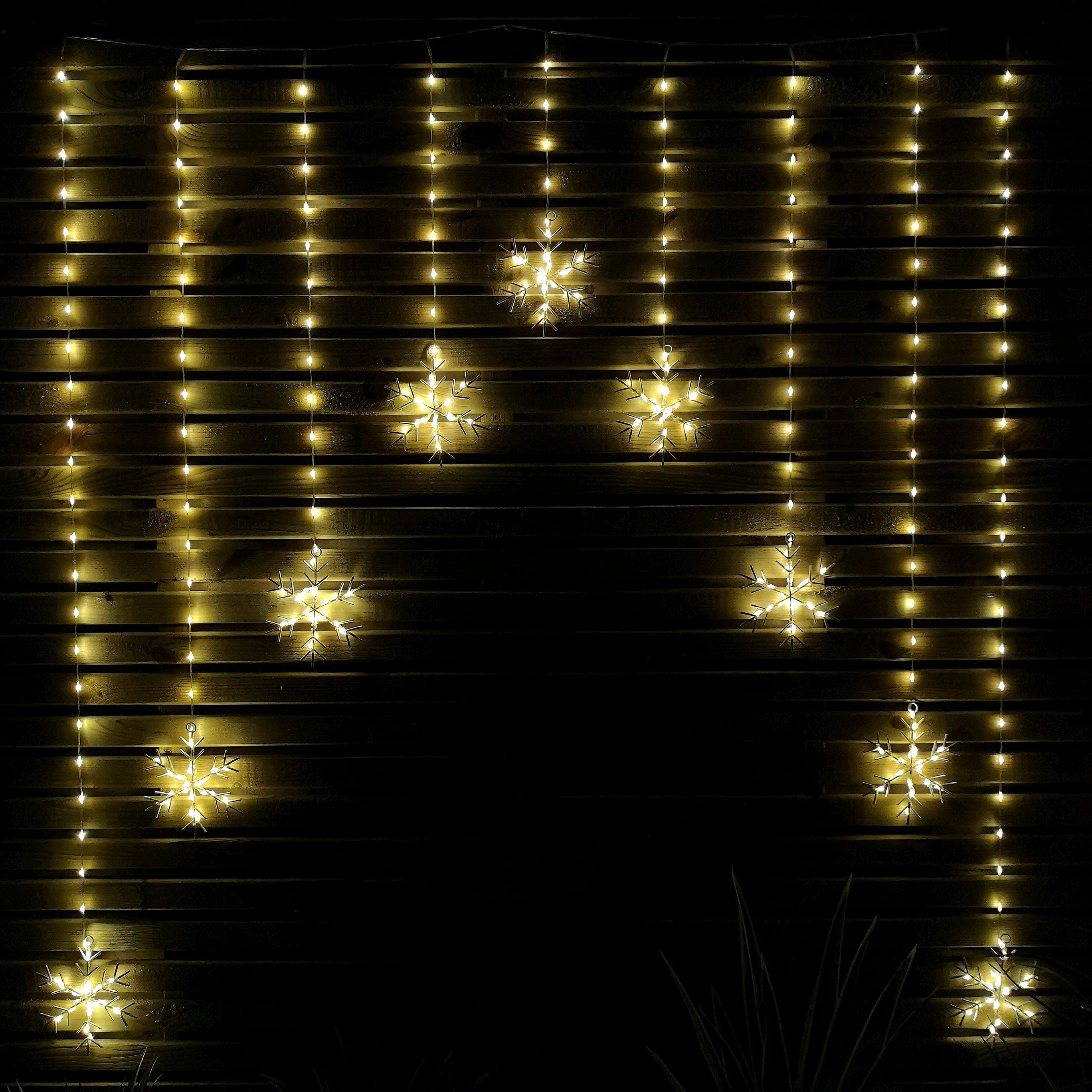 1.2m LED Snowflake Curtain Lights Christmas Decorations in Warm White