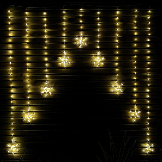 1.2m LED Snowflake Curtain Lights Christmas Decorations in Warm White