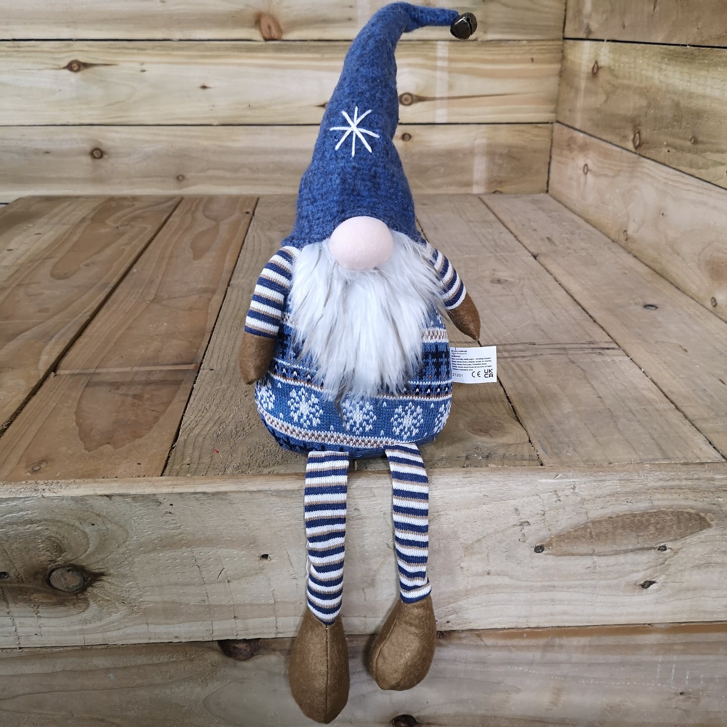 48cm Tall Christmas Gnome Gonk Nordic Decoration Blue Body Hat Bell Dangly Legs