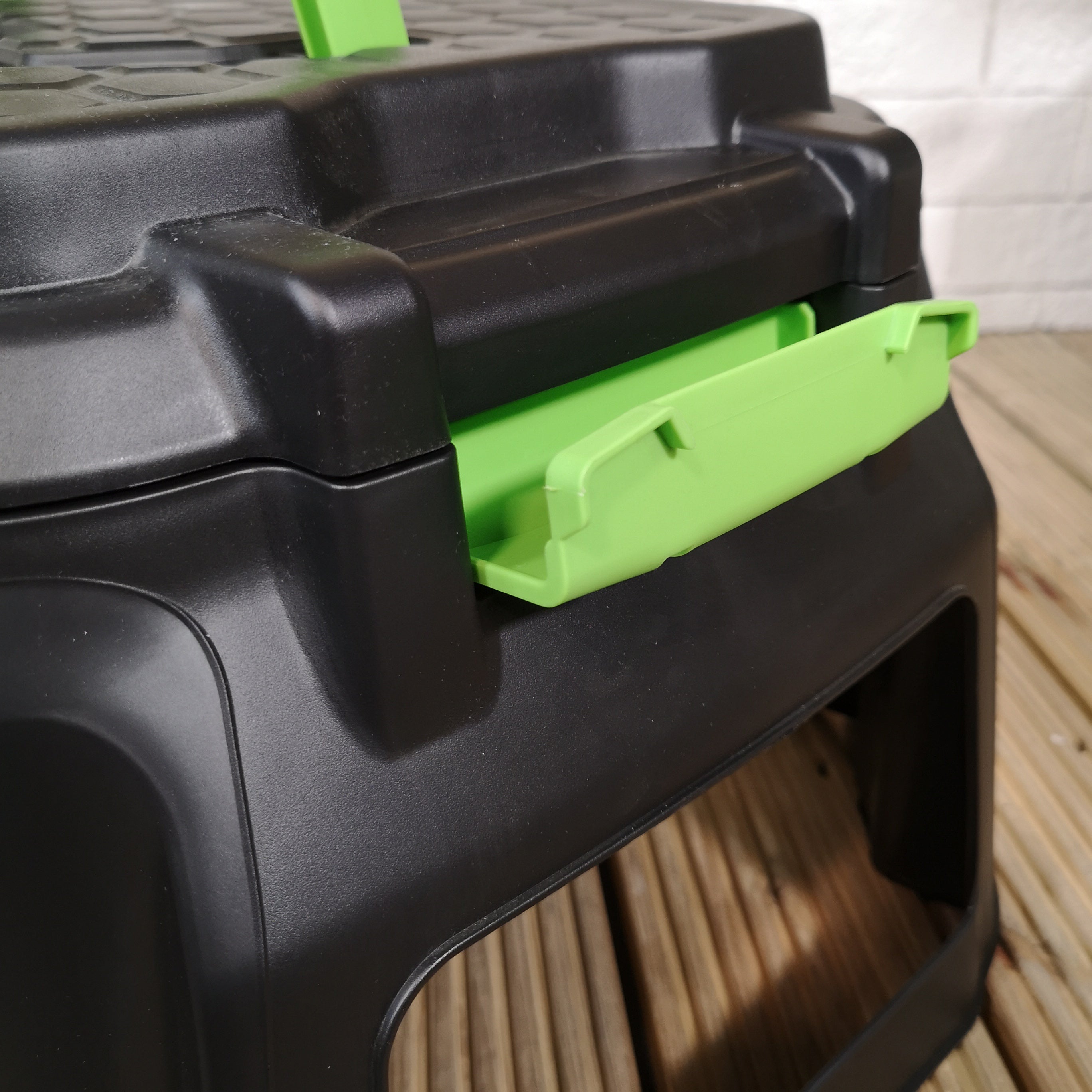 2 x 33cm Black and Green Heavy Duty Step Stool with Tool Caddy Storage