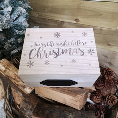 28cm Wooden Christmas Eve Gift Box with Personalisable Name Plate