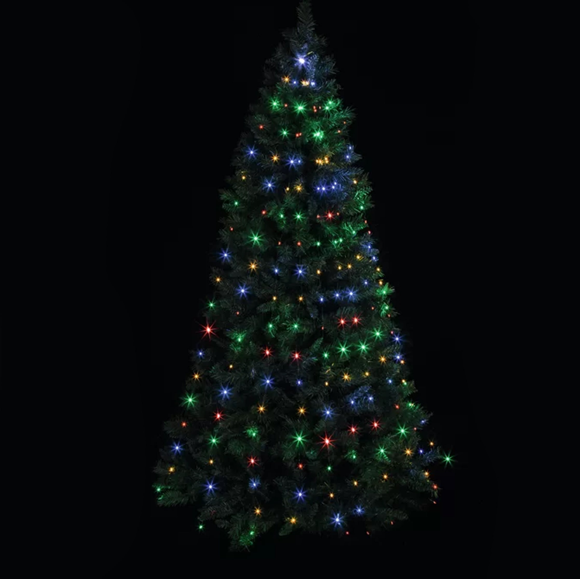 672 LED 2.1m Lumineo Sparkle Indoor Outdoor Christmas Tree Waterfall Lights Green Wire with Tree Loop in Multicoloured