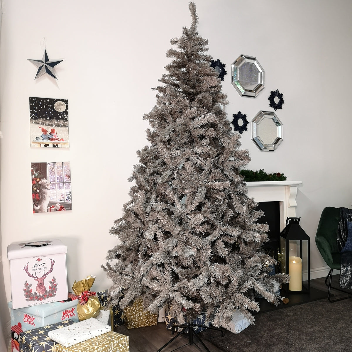 8ft (2.4m) Plain Grey Colorado Spruce Wrapped Christmas Tree 1097 Tips