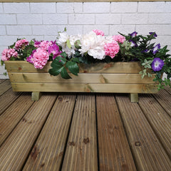 Tom Chambers Hand Made 87cm x 28cm Country Rustic Wooden Medium Garden Trough Flower Bed Planter
