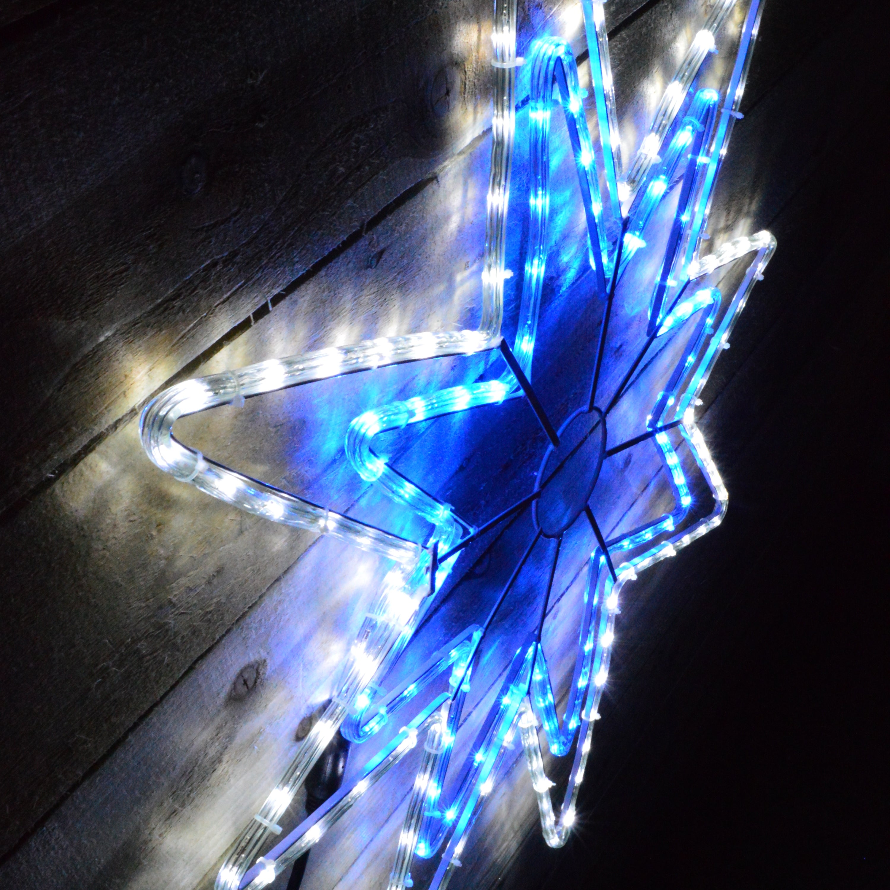95cm x 70cm Blue & White LED Star Rope Light Silhouette Christmas Decoration