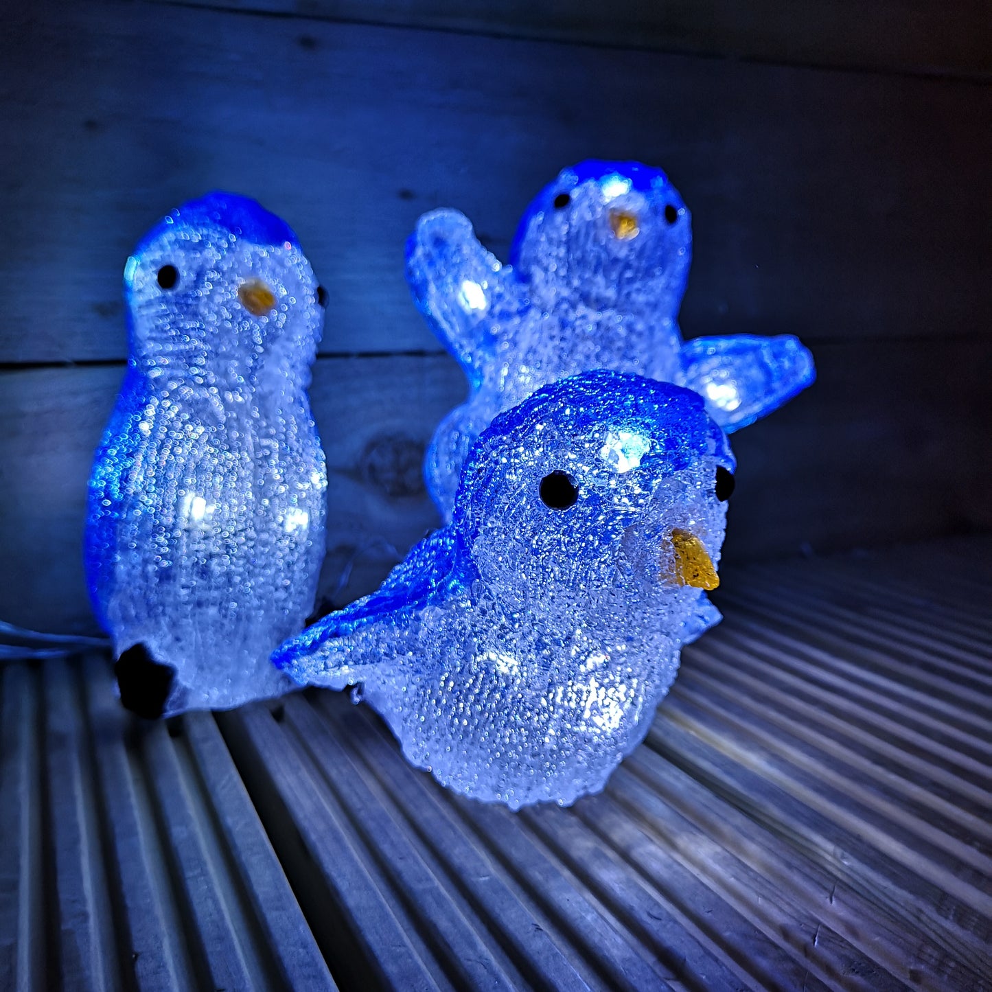 23cm Set of 3 Acrylic Ice White LED Penguins Indoor Outdoor Christmas Decoration
