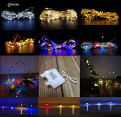 Premier MicroBrights Indoor Outdoor Christmas Multi Function Battery Operated Lights with Timer on Pin Wire - Choose Size & Colour