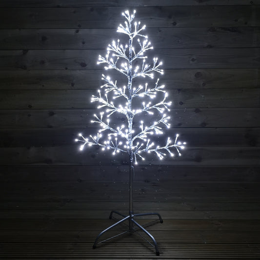 3.5ft Cool White 230 LED Silver Christmas Tree Metal Frame Silhouette Decoration