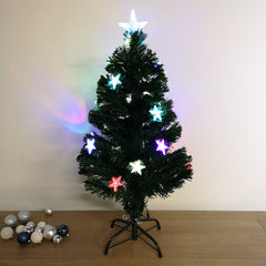 3ft (90cm) Fibre Optic Indoor Christmas Tree with 16 Colour Changing LED Stars