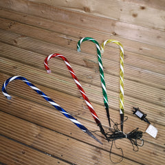 4pcs 62cm Festive Multicoloured Christmas Candy Cane LED Path Lights for Garden