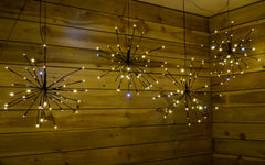 Set Of 4 45cm Premier ShimmerBrights LED Sparkle Twinkling Balls Mixed White