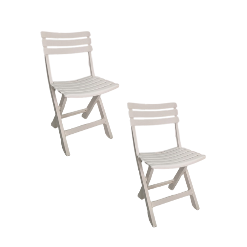 Set of 2 Komodo Lightweight Folding Outdoor Garden Chair in White