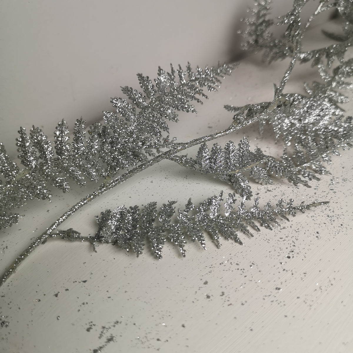 1.8m Silver Boston Fern Christmas Glitter Garland Decoration