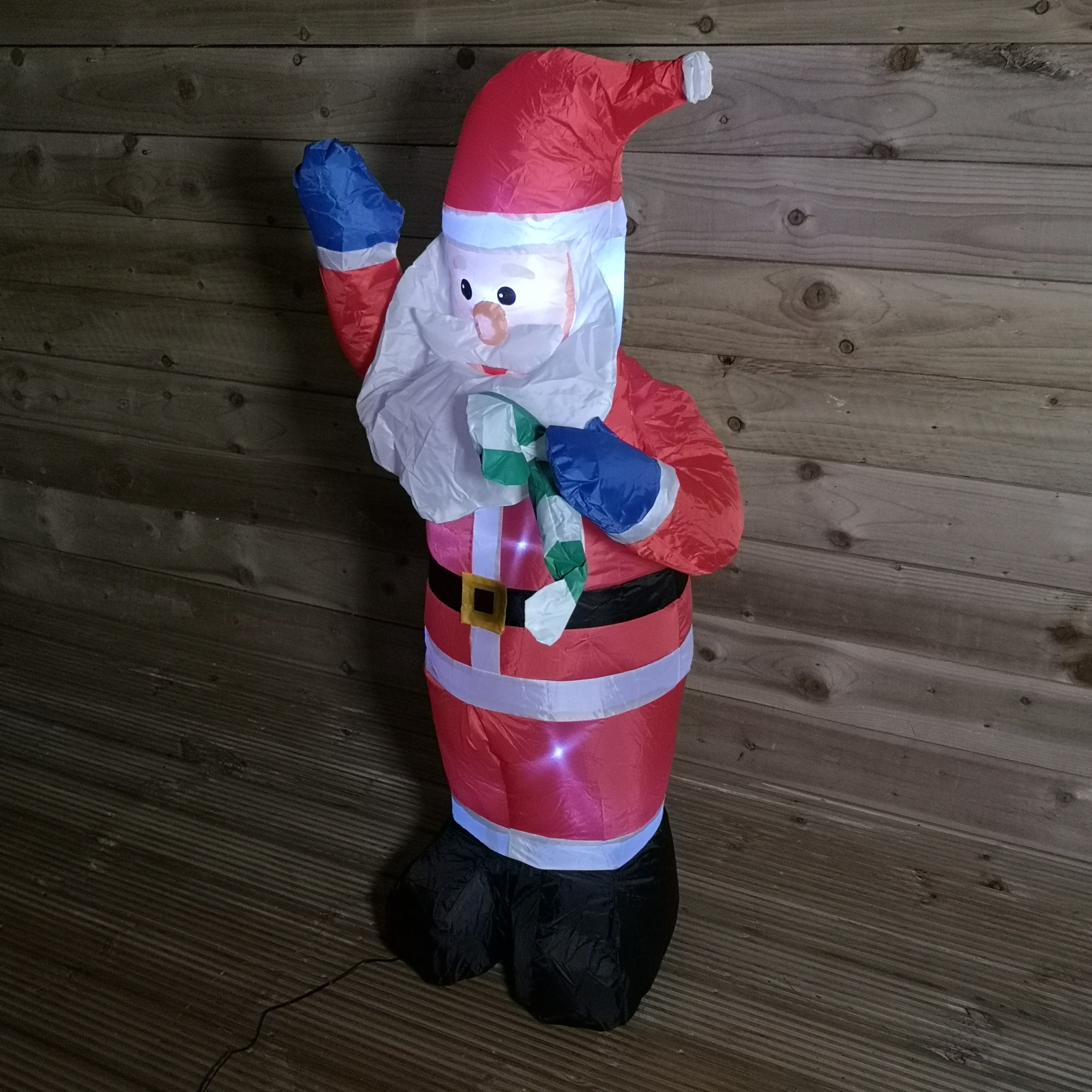 120cm (4ft) Tall Inflatable Indoor / Outdoor Christmas Santa & Candy Cane
