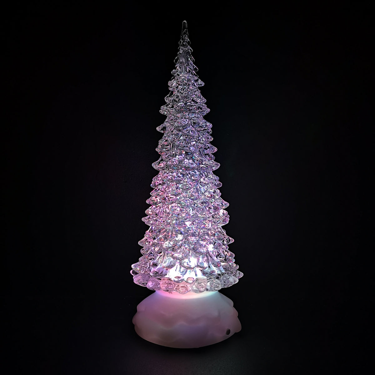 27cm Snowtime Christmas Water Spinner Colour Changing Glitter Christmas Tree  Dual Powered