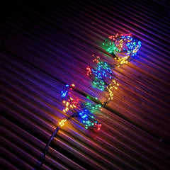 408 LED 1.8m Lumineo Sparkle Indoor Outdoor Christmas Tree Waterfall Lights Green Wire with Tree Loop in Multicoloured